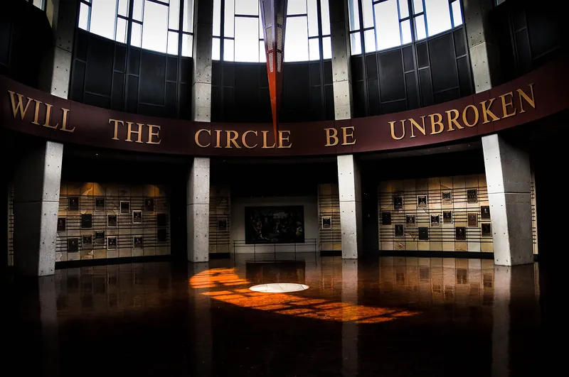 The rotunda of the Country Music Hall of Fame in Nashville, lined with member plaques.