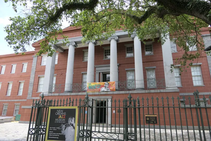 The red brick Old U.S. Mint in New Orleans, home of the New Orleans Jazz Museum.